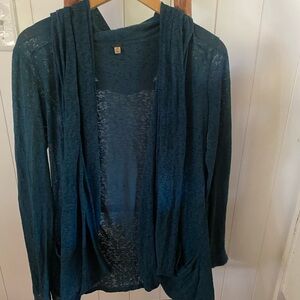 Free People Teal Open-Front Cardigan